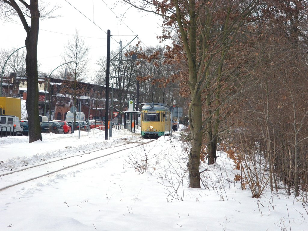 Ausfahrt aus der Endstelle Friedrichshagen, 29. 1. 2010