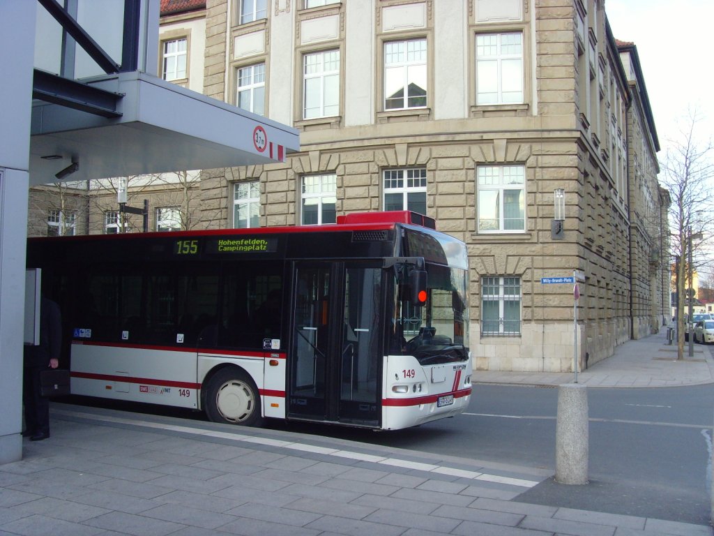 Bus der Linie 155 nach Hohenfelden, Erfurt-Busbahnhof 3.3.2010