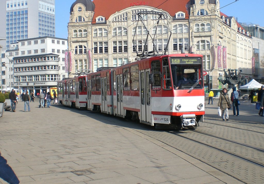 Einziger Umlauf KT4D auf der Linie 1, hier am Anger, Erfurt 2010