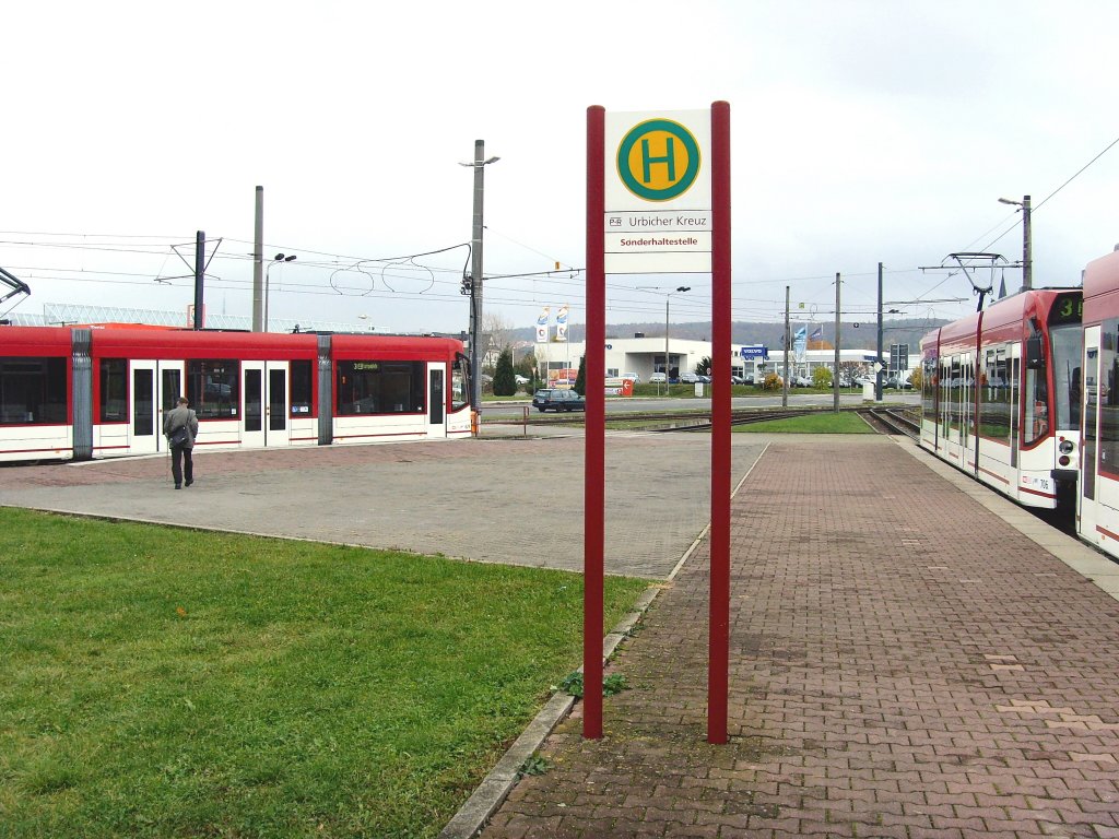 Endstelle der Linie 3 Windischholzhausen, umbenannt in Urbicher Kreuz, Erfurt November 2009