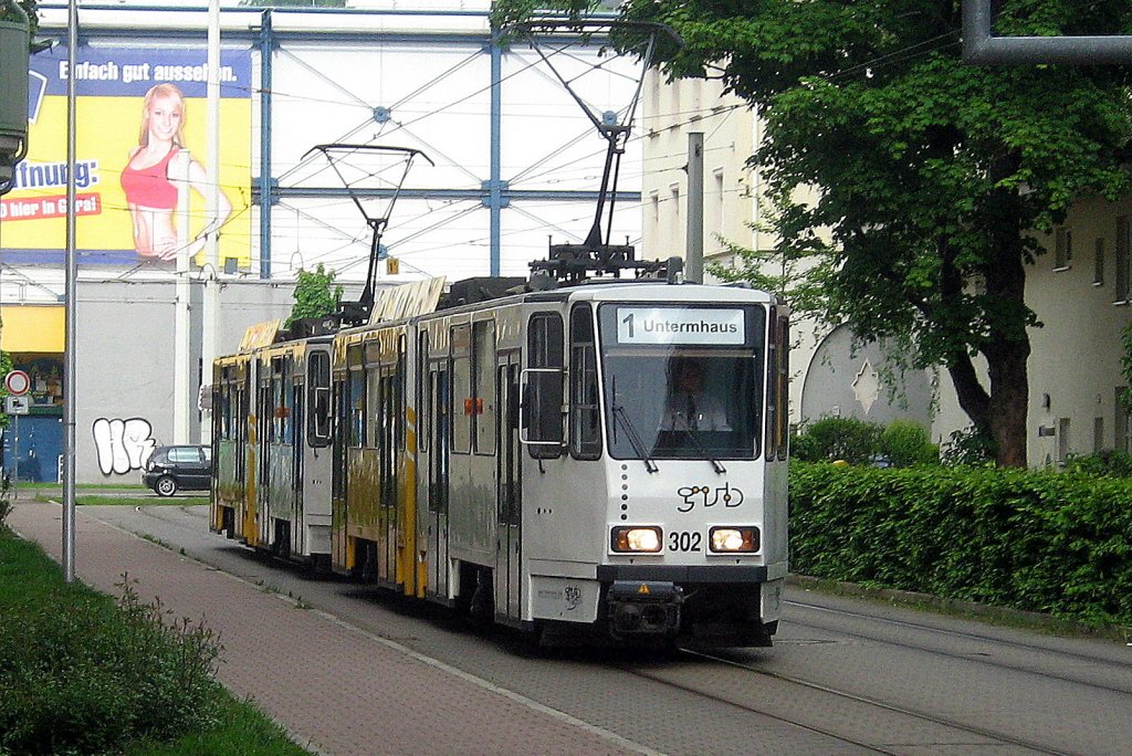 KT4D in der Geraer Innenstadt auf der Linie 1, Gera 2010