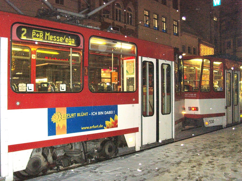 KT4D im Schneetreiben auf der Linie 2, Erfurt 1. 1. 2010