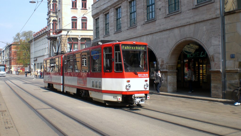 KT4D (Tw 405) in der Bahnhofstrasse, Erfurt 13.4.2010