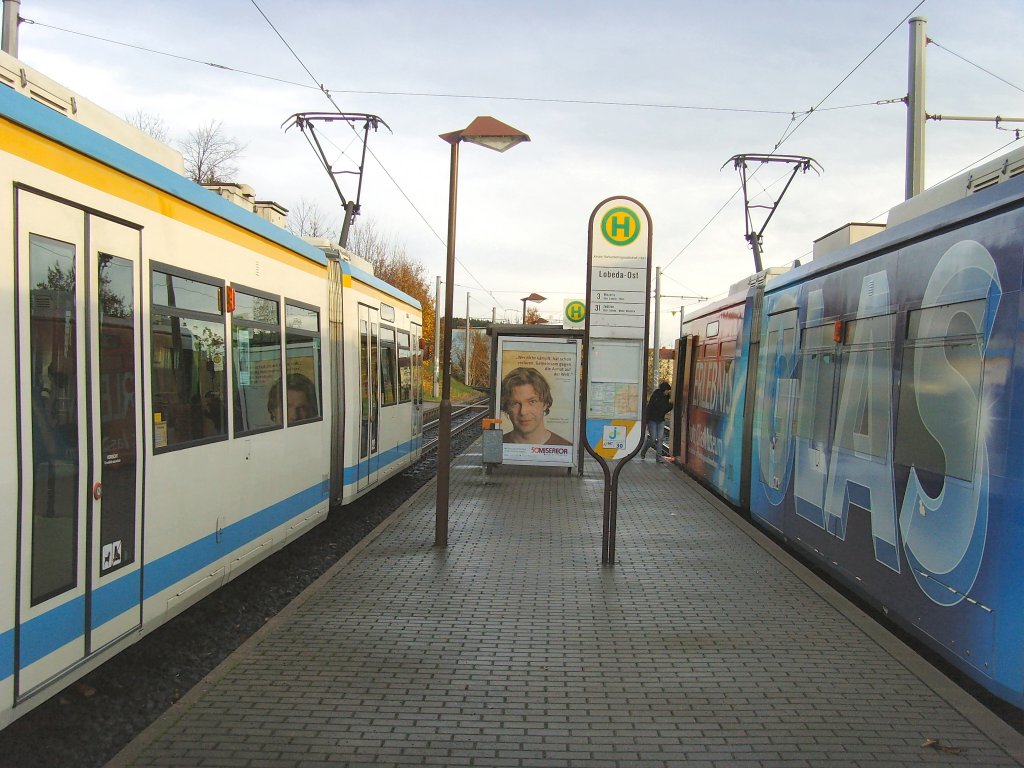 Linie 3 und Linie 5 in Lobeda-Ost, Jena November 2009