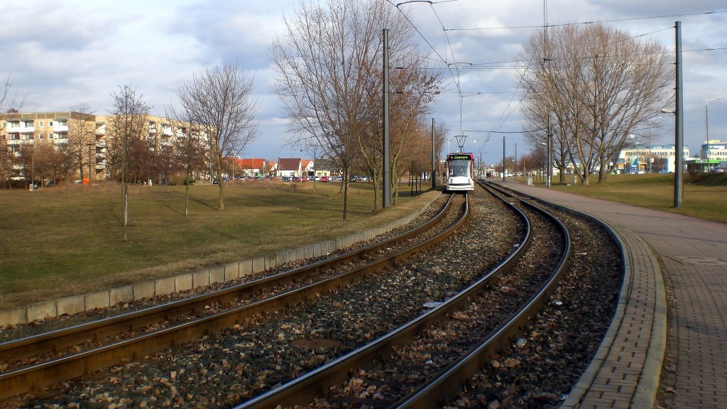 Linie 5 kurz vor dem Roten Berg, Erfurt 2010