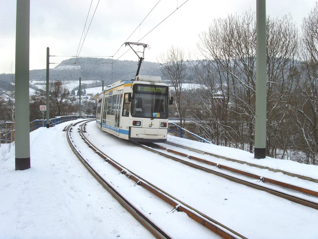Neubaustrecke kurz vor Lobeda-West, Jena 4.1.2010