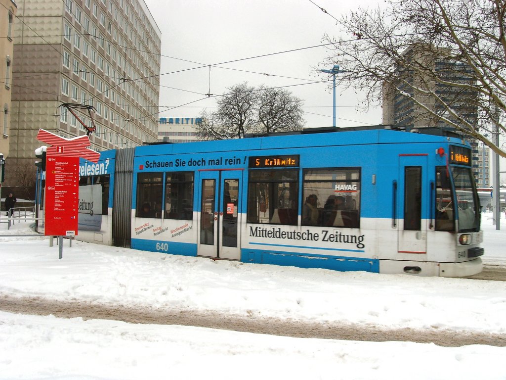 Niederflurbahn Winterverkehr Halle/Saale - 11. 1. 2010