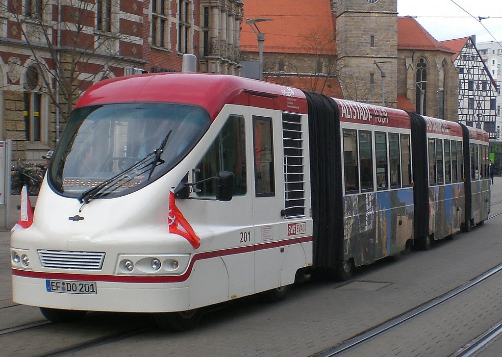 Rundfahrtbus der EVAG vor der Hauptpost, Erfurt 1.4.2010