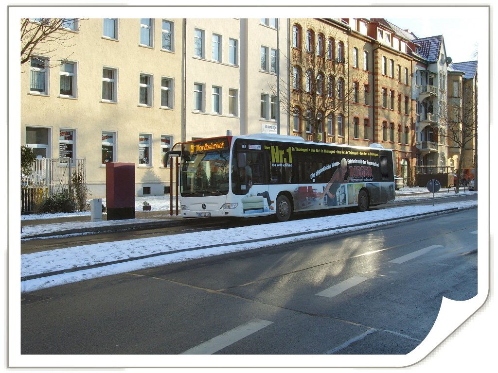 Stadtbus der Linie 9 am leipziger Platz, Erfurt Dezember 2009