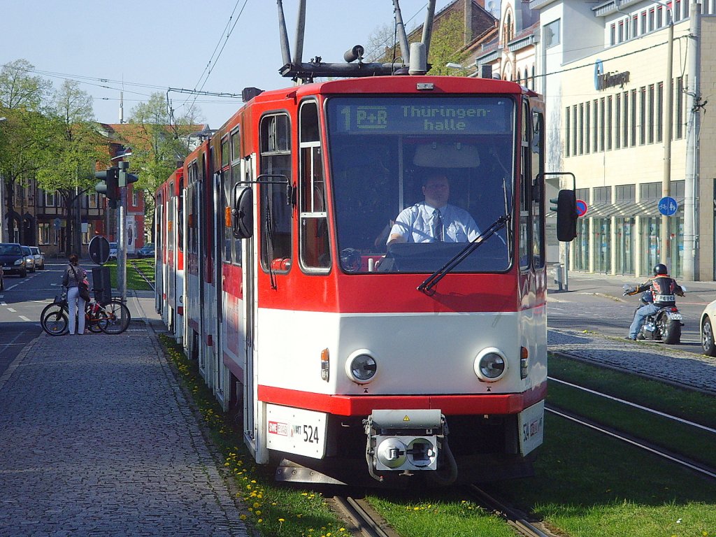 Tatra-Zug auf der Linie 1, Erfurt 23.4.2010