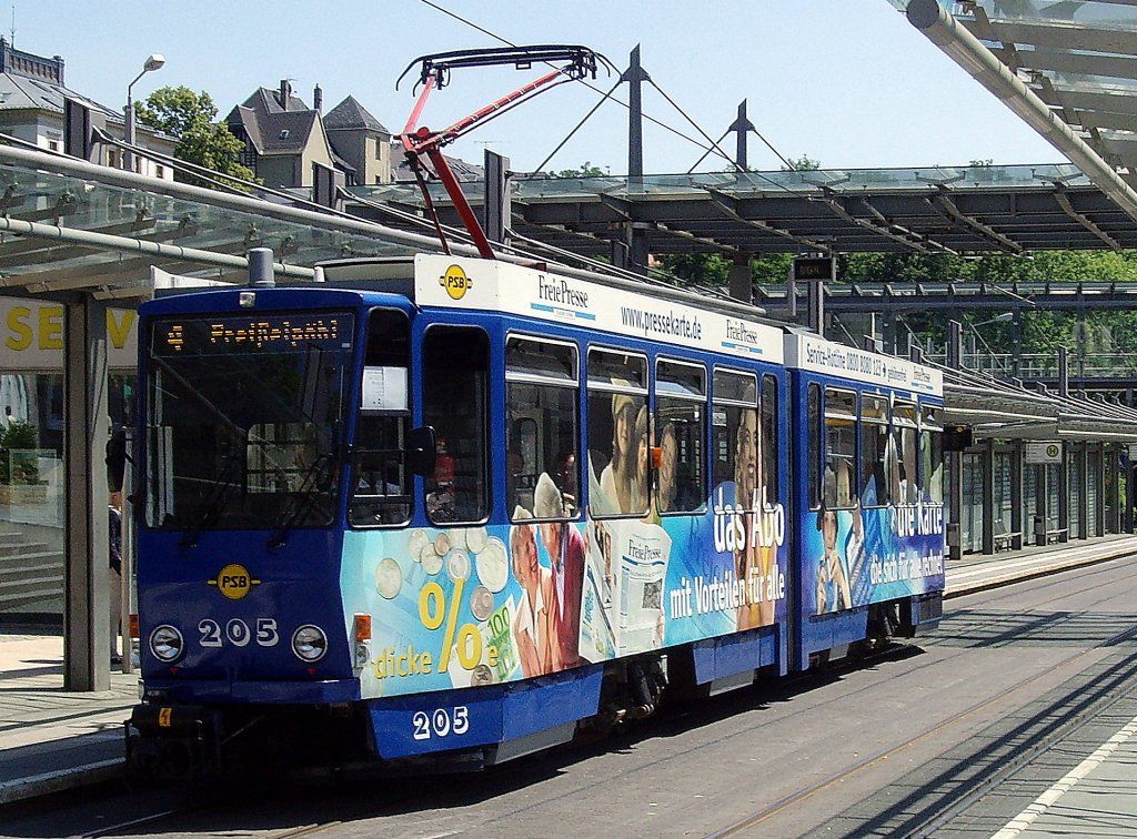Tw 205 der Plauener Strassenbahn im Juli 2010
