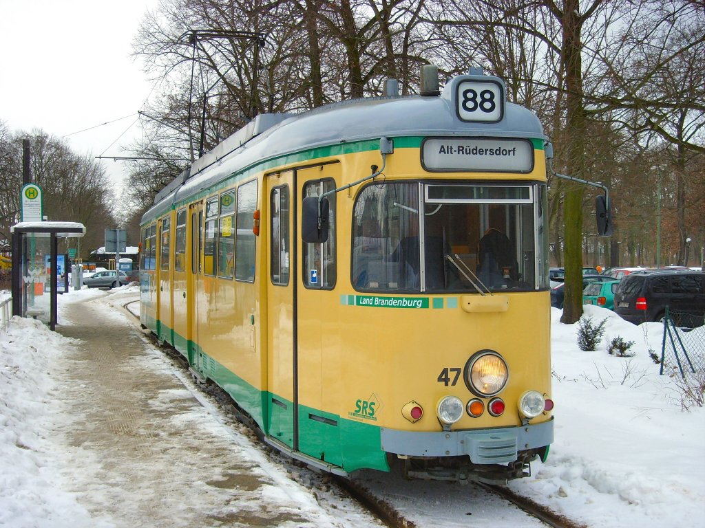 Tw 47 der SRS nach Alt-Rdersdorf, 29.1.2010