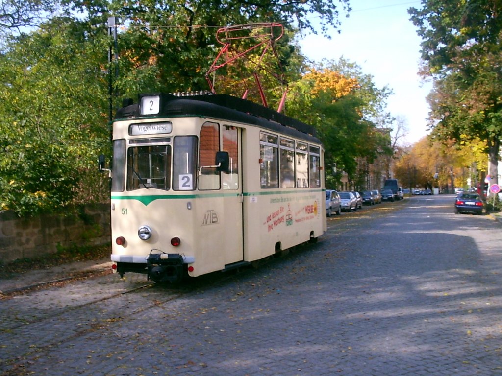 Tw 51 der Naumburger Strassenbahn, um 2004