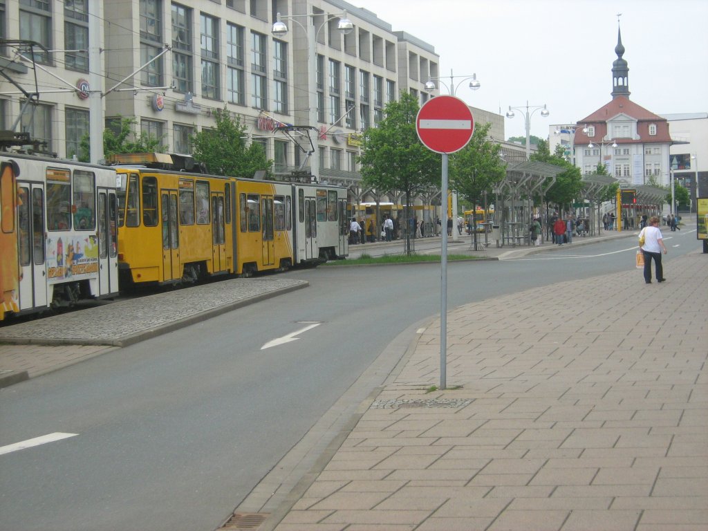 Umsteigehaltestelle im Stadtzentrum, Gera 2010