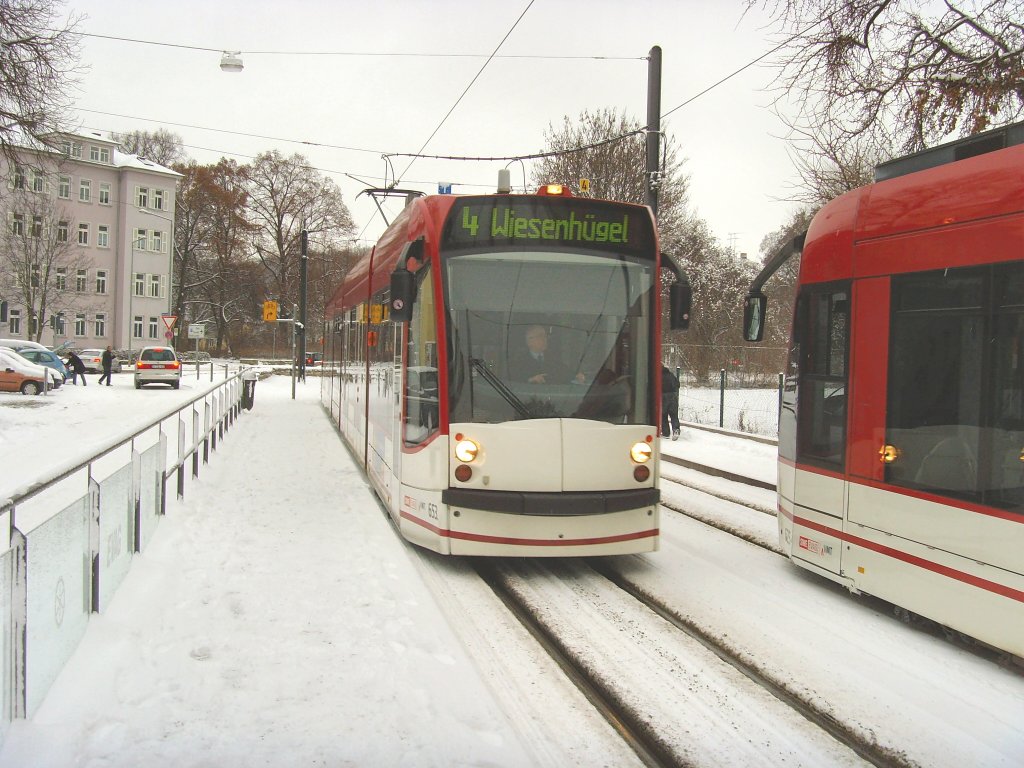 Winterbetrieb auf der Linie 4, Erfurt 1.1.2010