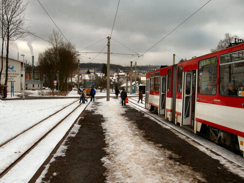 Betrieb im Gleisdreieck (Kreuzung der Zge aus Gotha und Tabarz, Anschlu nach Waltershausen), 2005