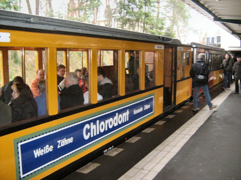 Hist. U-Bahnzug im Bhf. Krumme Lanke, 15.3.2009