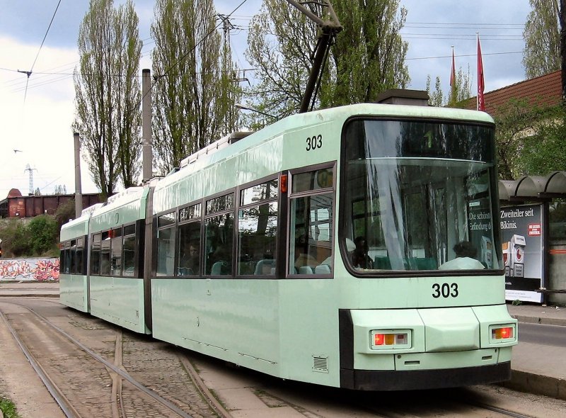 Linie 1 Frankfurt/Oder, Niederflurwagen 303, Foto von 2006