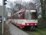 stadtbahnen/11997/eine-doppeltraktion-aus-statbahnwagen-b-in Eine Doppeltraktion aus Statbahnwagen B in der Wendeschleife in Dsseldorf-Lrick am 12.02.2004.