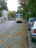 Tw 51 an der Gleisunterbrechnung, um 2004 in Naumburg