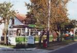 Ehemaliger Tw 142 der Jenaer Straenbahn steht nach seiner Ausmusterung in Raddusch (Spreewald) und wird dort als Cafe genutzt (1994)