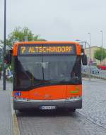 Solaris-Bus der Linie 7 nach Alt-Schndorf im Regen am Bhf Weimar, 2010