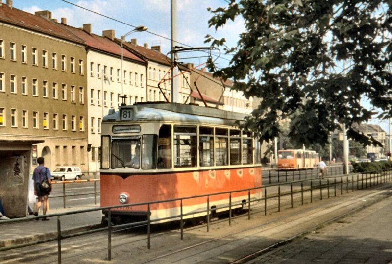 Gotha-Tw der ehem.Linie 81 um 1992 in Berlin-Schneweide