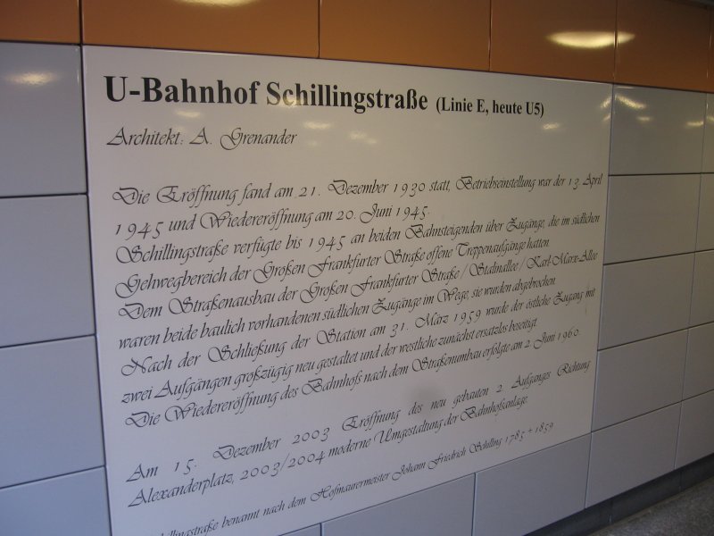 U-Bahnhof Schillingstrasse, 2005